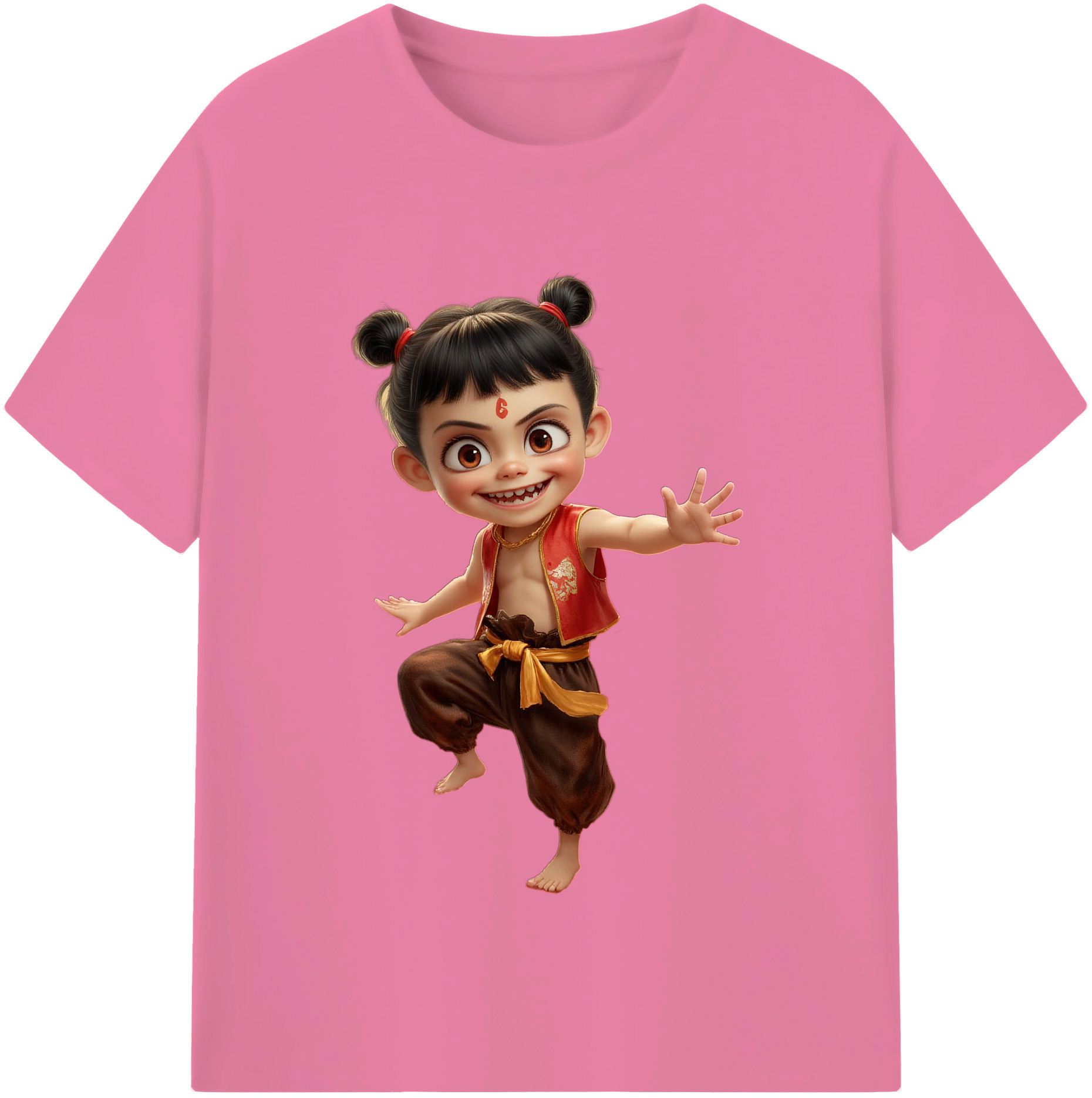 （画像用） Ne Zha 2 ナタ 魔童の大暴れ 綿100％半袖Tシャツ（フロントプリント）